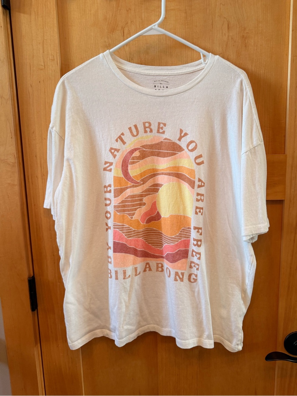 Billabong White Crewneck Tee with Black Logo Print